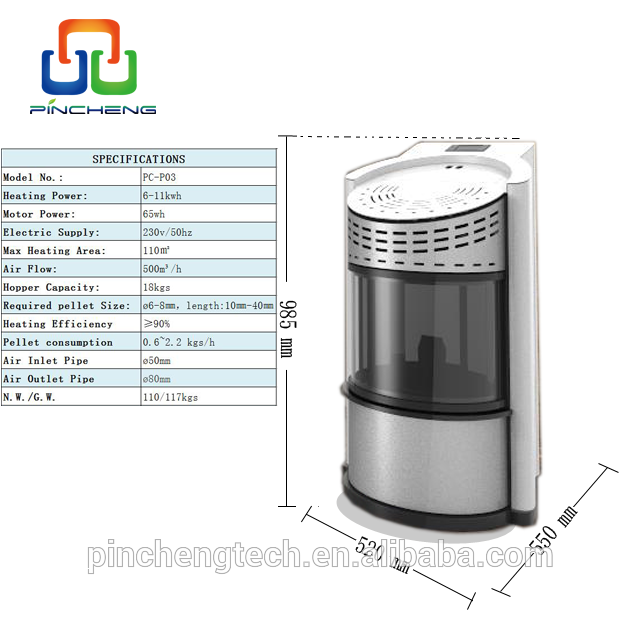 Round bent glass pellet stove control board with automatic ash clean color touch screen